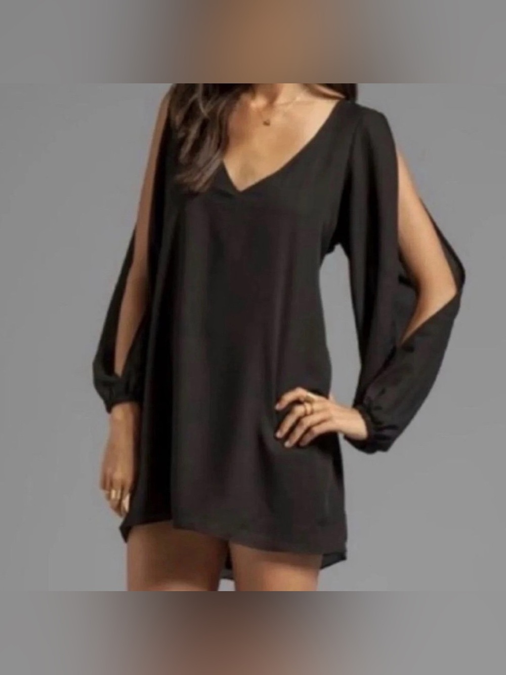 Lovers + Friends Gracie sheer sleeve dress women medium black mini sexy coquette